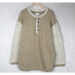 VTG SCANDINAVIAN SCORE Norway Wool Ski Sweater Men's XL Beige 1/4 Button NWOT